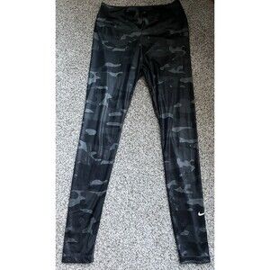 Women's Nike Dri-fit Black Camouflage Leggings, Size Medium